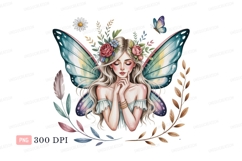 Blonde fairy with butterfly wings and flowers image Product Image 1