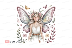 Ethereal fairy with delicate wings and floral crown Product Image 1