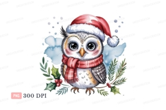 Adorable owl wearing christmas hat and scarf winter Product Image 1