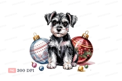Miniature schnauzer with festive ornaments puppy christmas Product Image 1