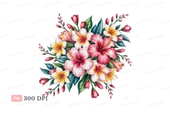Tropical floral arrangement pink white yellow hibiscus Product Image 1