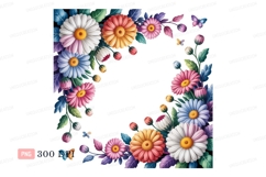 Colorful daisy border with butterflies flower pink Product Image 1