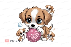 Adorable puppies playing with pink ball puppy cute Product Image 1