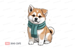 Fluffy puppy wearing teal scarf canine animal Product Image 1