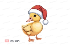 Yellow duckling wearing christmas hat image Product Image 1