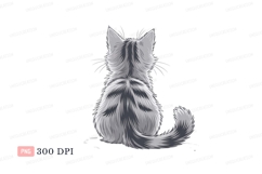 Fluffy grey tabby cat sitting image Product Image 1