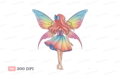 Pink haired fairy with rainbow wings blue Product Image 1