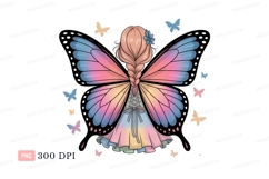 Fairy wings girl braided hair pastel dress butterfly Product Image 1
