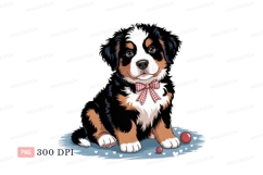 Bernese mountain dog puppy wearing bow tie image Product Image 1