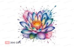 Colorful lotus flower ink splashes image Product Image 1