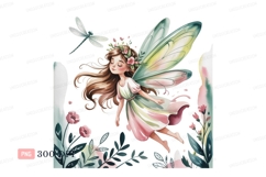 Enchanted fairy with dragonfly and flowers wings magical Product Image 1