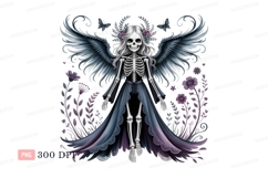Skeleton angel with wings and flowers butterflies Product Image 1