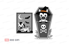 Zebra Halloween coffin moon bats image Product Image 1