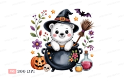 White bear witch cauldron Halloween image Product Image 1
