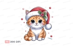 Orange tabby kitten wearing Santa hat white Product Image 1