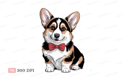 Adorable corgi wearing red bow tie puppy animal Product Image 1