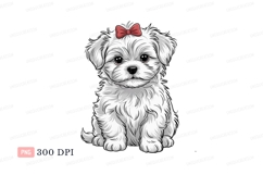 Fluffy white puppy with red bow image Product Image 1