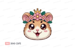 Cute hamster wearing flower crown and crown animal Product Image 1