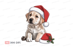 Golden puppy wearing santa hat christmas Product Image 1