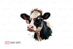 Black white cow wearing sunglasses fashion Product Image 1