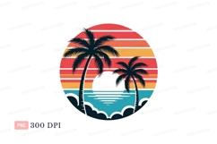 Tropical sunset palm trees ocean image Product Image 1