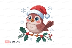 Cute bird wearing Santa hat christmas snow Product Image 1