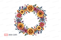 Colorful floral wreath arrangement flowers sunflowers Product Image 1