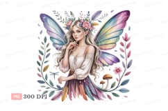 Blonde fairy with pastel wings and floral crown image Product Image 1