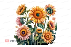 Vibrant sunflowers blooming with green leaves orange Product Image 1
