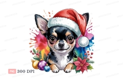 Festive chihuahua wearing santa hat christmas Product Image 1