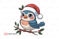 Blue bird wearing santa hat image Product Image 1