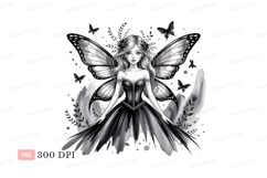 Elegant fairy with butterfly wings and floral crown Product Image 1