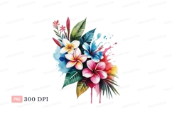 Tropical Floral Splash watercolor plumeria Product Image 1