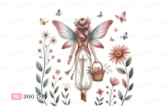 Fairy wings flowers basket pink Product Image 1