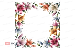Colorful lilies floral border flowers pink Product Image 1