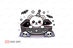 Cute bear in coffin with skulls star Product Image 1
