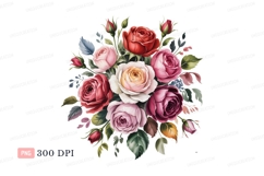 Red pink white yellow roses floral arrangement image Product Image 1
