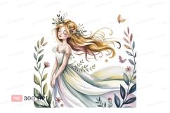 Blonde woman wearing floral dress nature Product Image 1