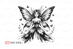Black and white fairy with butterfly wings image Product Image 1