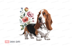 Basset Hound with Flowers canine Product Image 1