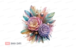 Pastel floral feather arrangement feathers pink Product Image 1