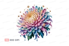 Colorful chrysanthemum bloom with golden accents flower Product Image 1