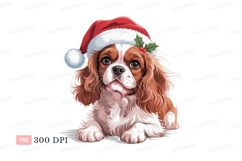 Cavalier King Charles Spaniel Christmas Hat santa holly Product Image 1