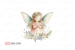 Praying fairy with wings and flowers floral Product Image 1