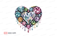 Heart shaped gemstones dripping colors diamonds colorful Product Image 1