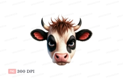 Friendly cow face with blue eyes and brown hair animal Product Image 1