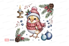 Adorable chick wearing winter clothes scarf candle Product Image 1