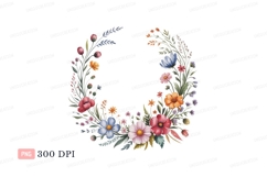Floral wreath watercolor painting flowers Product Image 1