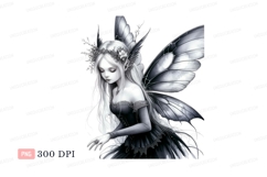 Ethereal fairy with delicate wings and floral crown Product Image 1