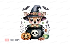 Cute deer witch potion cauldron pumpkin Product Image 1